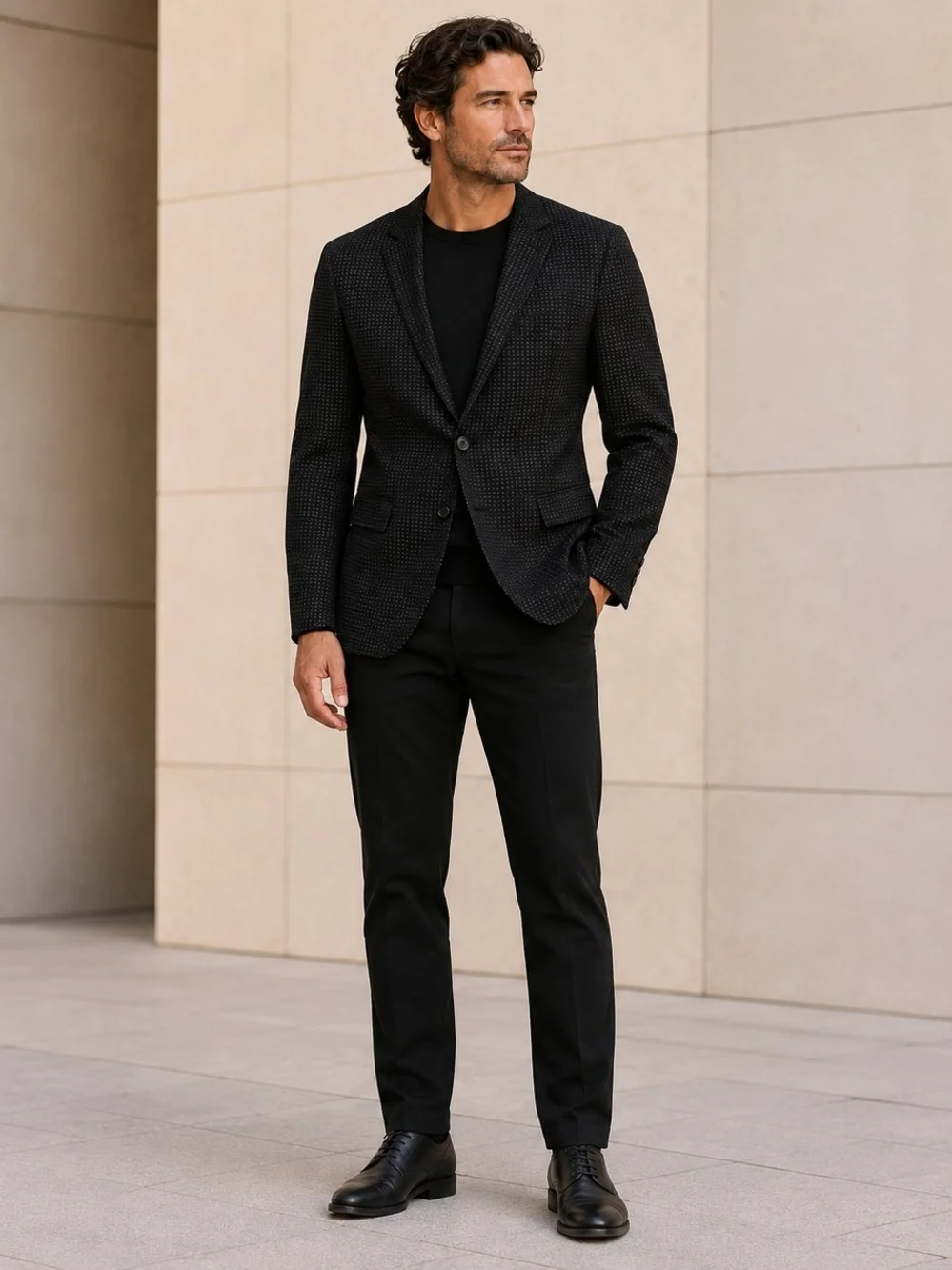 NWT John Varvatos USA Black Gray Dot Blazer 42R